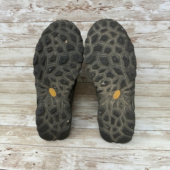 Merrell Mid Black Adventure Black Outdoor Trail Hiking Boots Women's 7.5 Green - Picture 7 of 8